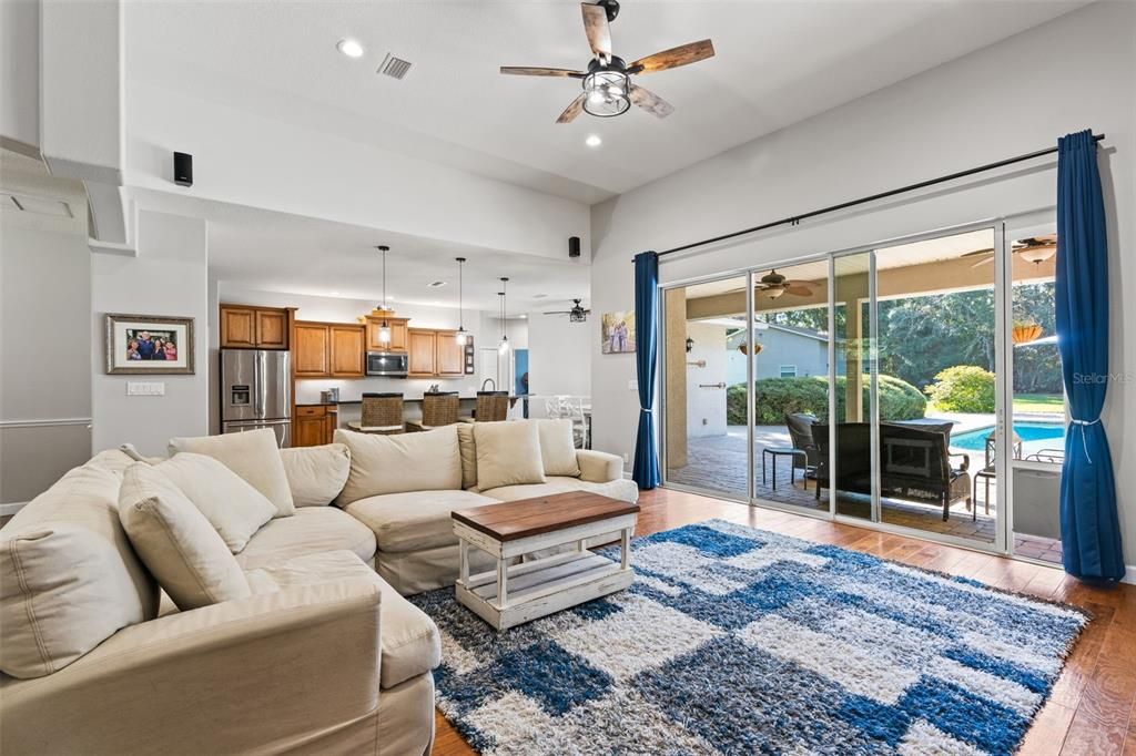 Interior, Kitchen, Living room, Pendant Lights, Recessed Lighting, Stainless Steel Appliances, Wood Texture Flooring