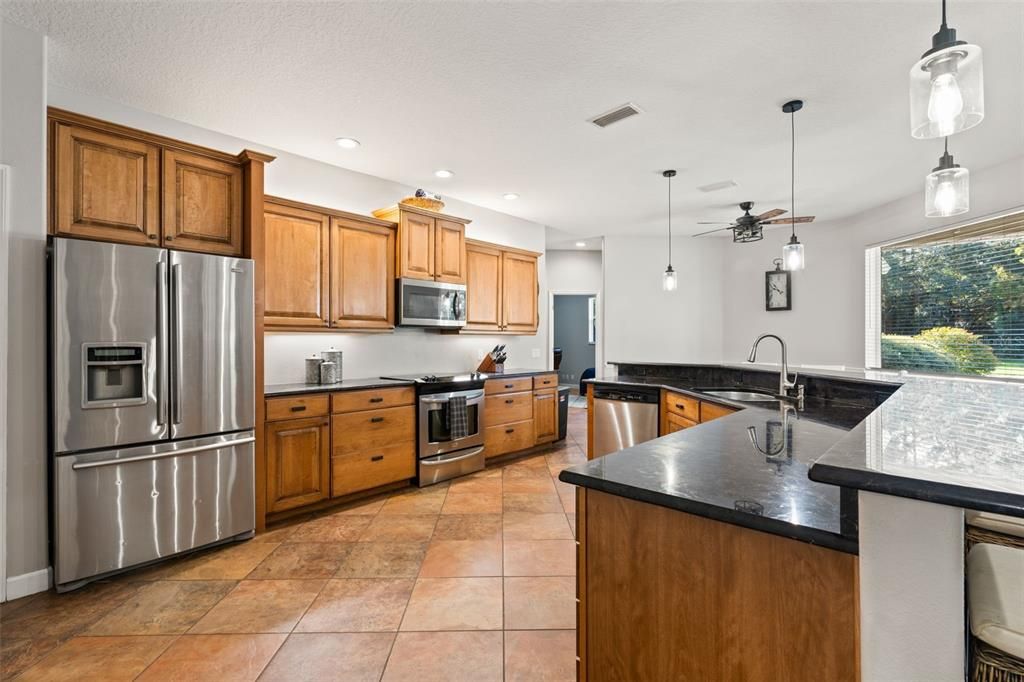 Interior, Kitchen, Pendant Lights, Recessed Lighting, Stainless Steel Appliances