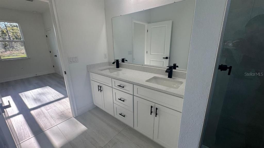Bathroom, Dual Sink Vanities, Interior, Wood Texture Flooring