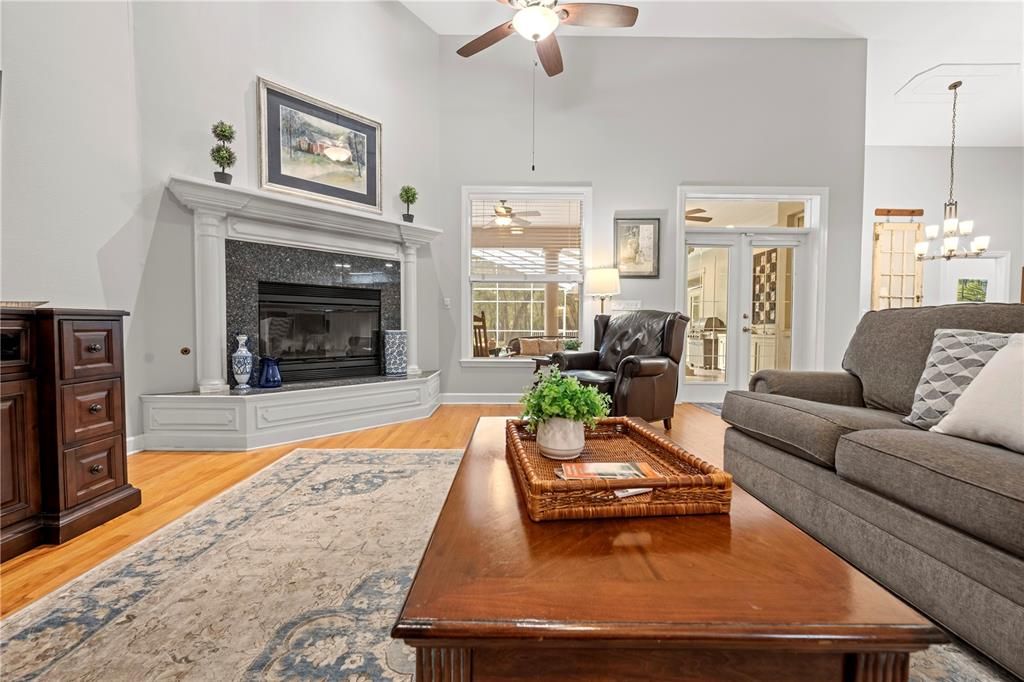 Chandelier, Fireplace, Interior, Living room, Wood Texture Flooring