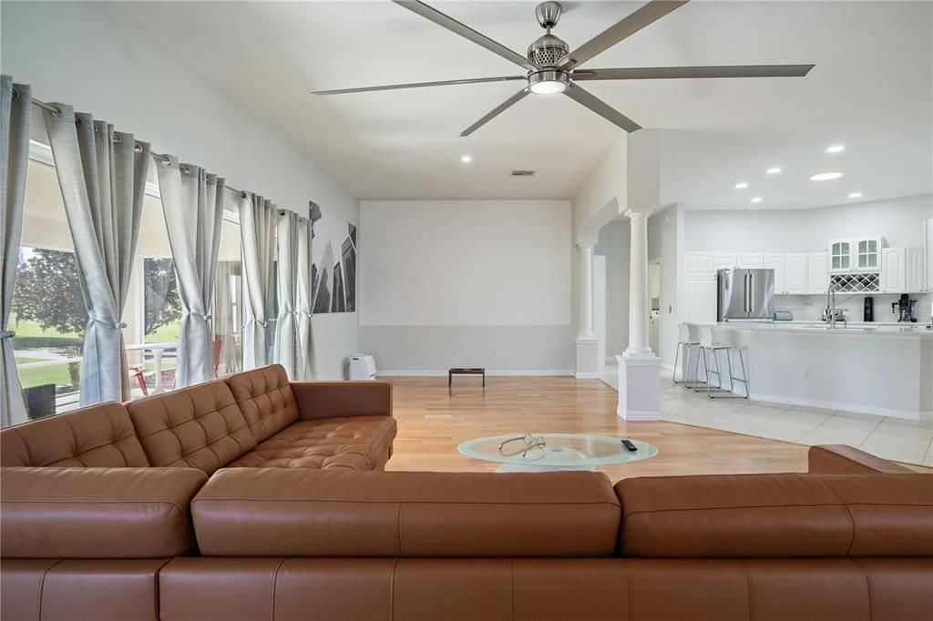 Interior, Kitchen, Living room, Recessed Lighting, Wood Texture Flooring