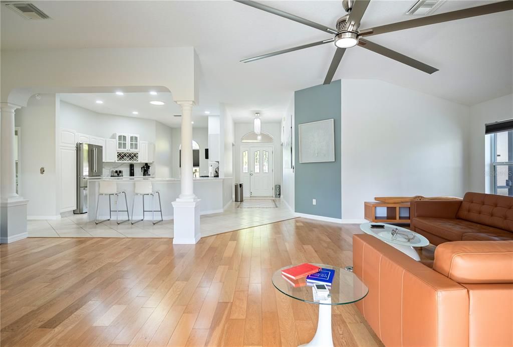 Interior, Kitchen, Recessed Lighting, Wood Texture Flooring