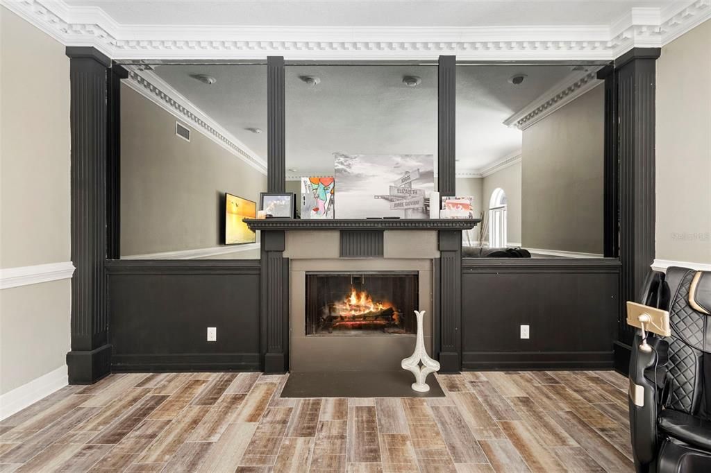 Fireplace, Interior, Wood Texture Flooring