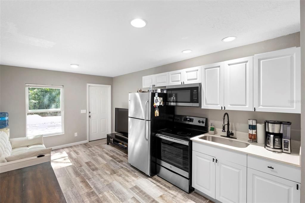 Interior, Kitchen, Recessed Lighting, Wood Texture Flooring