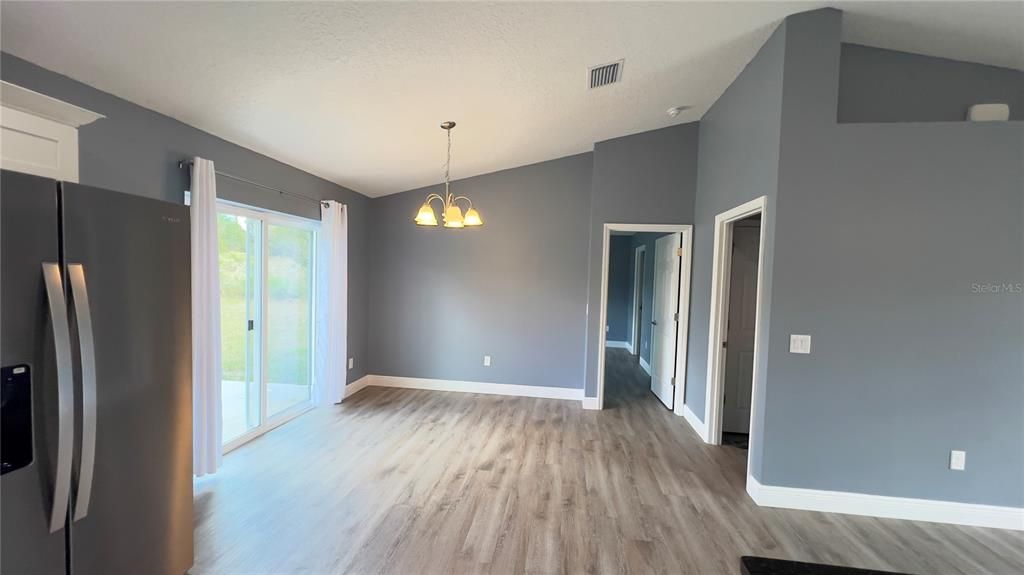 Empty room, Interior, Pendant Lights, Wood Texture Flooring