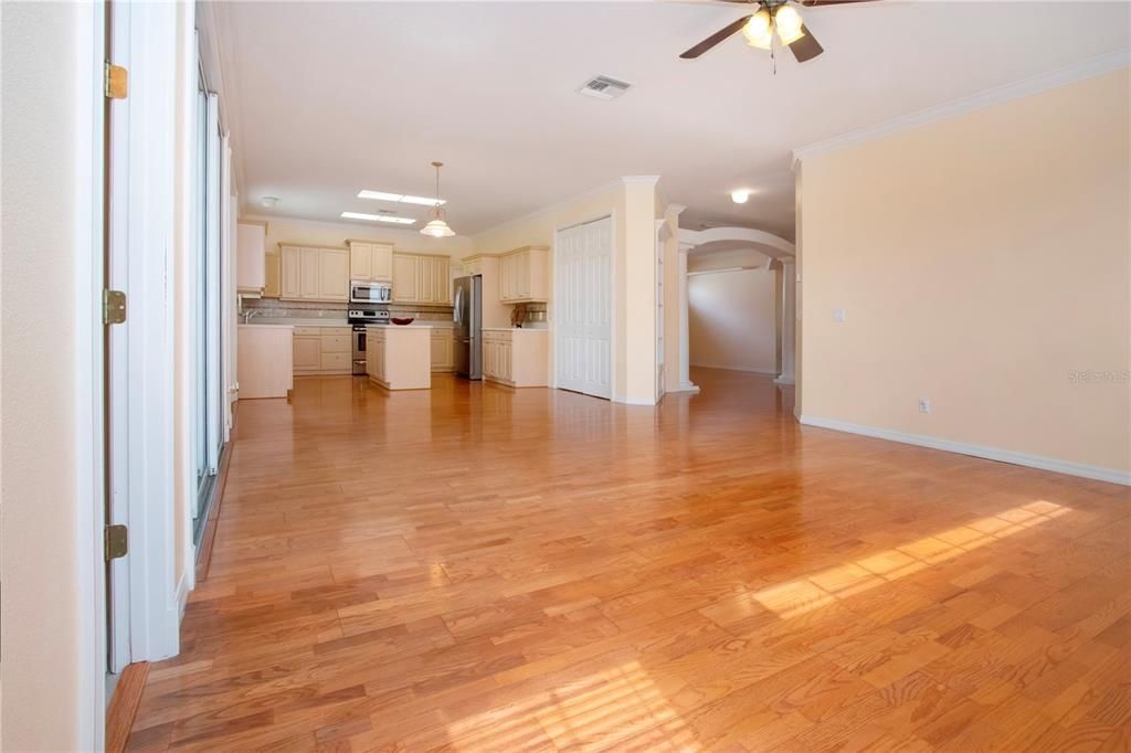 Interior, Kitchen, Pendant Lights, Stainless Steel Appliances, Wood Texture Flooring
