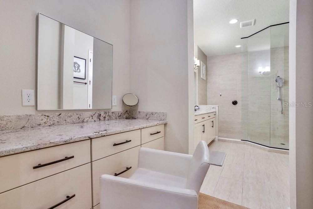 Bathroom, Dual Sink Vanities, Glass Shower, Interior, Recessed Lighting