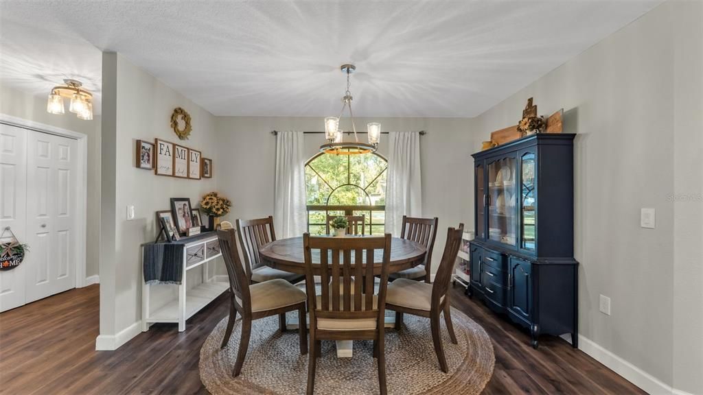 Chandelier, Dining room, Interior, Wood Texture Flooring