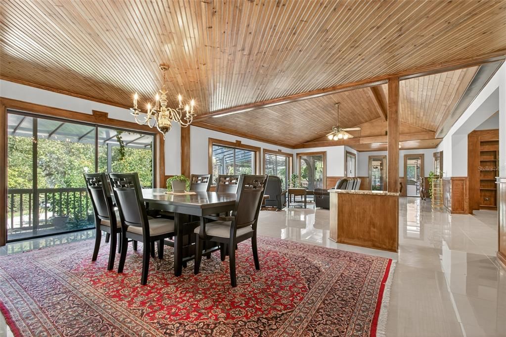 Chandelier, Dining room, Interior, Wooden Beams, Wooden Ceilings