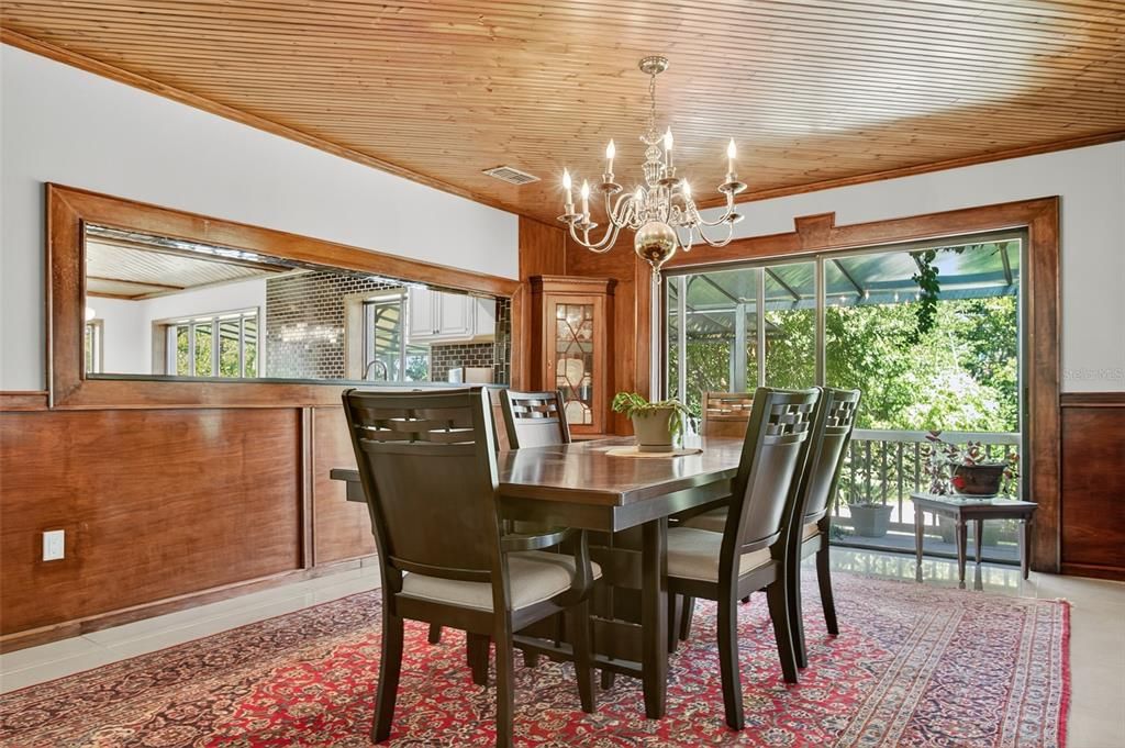 Chandelier, Dining room, Interior, Wooden Ceilings