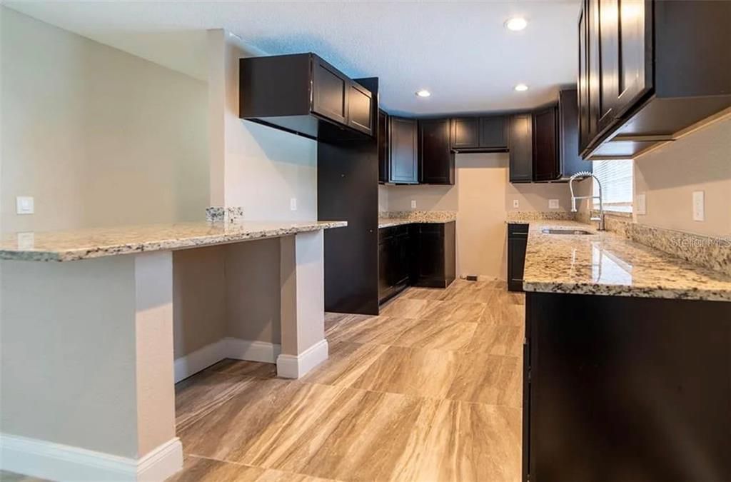 Interior, Kitchen, Recessed Lighting, Wood Texture Flooring