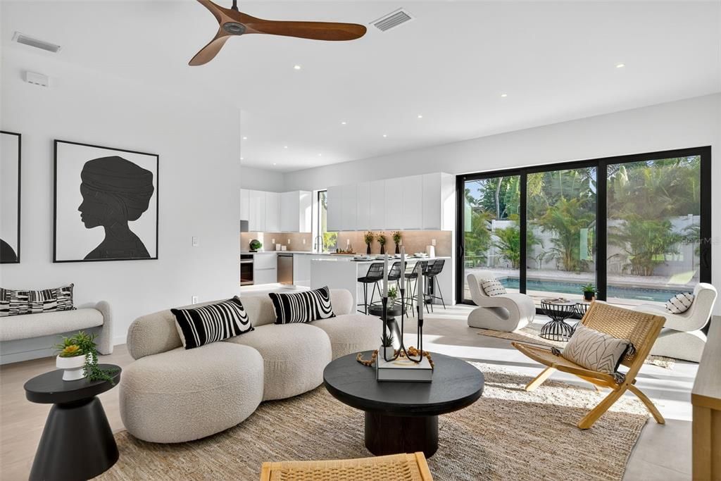 Interior, Kitchen, Living room, Recessed Lighting