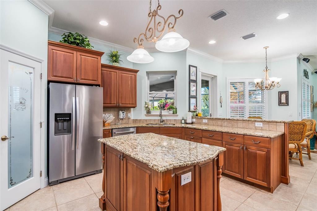 Chandelier, Interior, Kitchen, Pendant Lights, Recessed Lighting, Stainless Steel Appliances