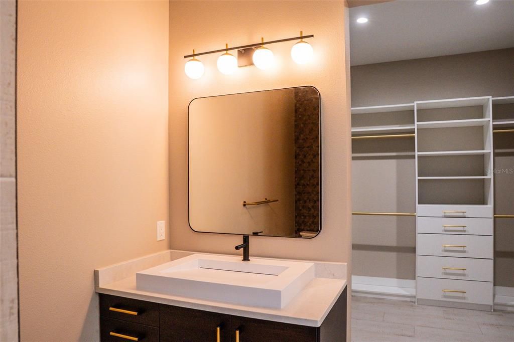 Bathroom, Dual Sink Vanities, Interior, Recessed Lighting, Walk-in Closets