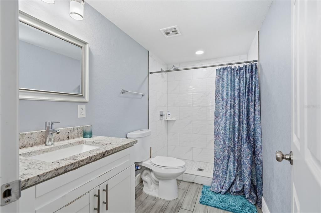 Bathroom, Interior, Recessed Lighting, Wood Texture Flooring