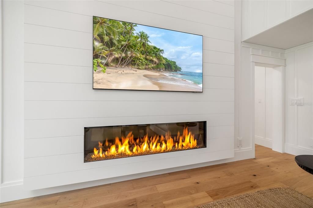 Fireplace, Interior, Water, Wood Texture Flooring
