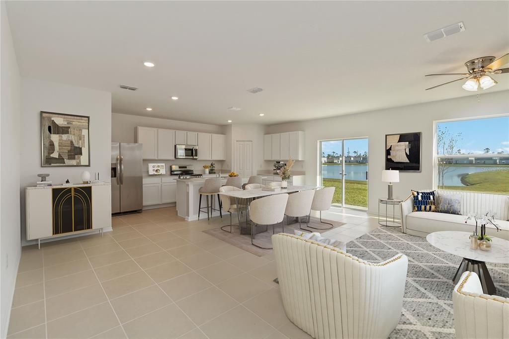 Dining room, Interior, Kitchen, Living room, Recessed Lighting, Stainless Steel Appliances, Water