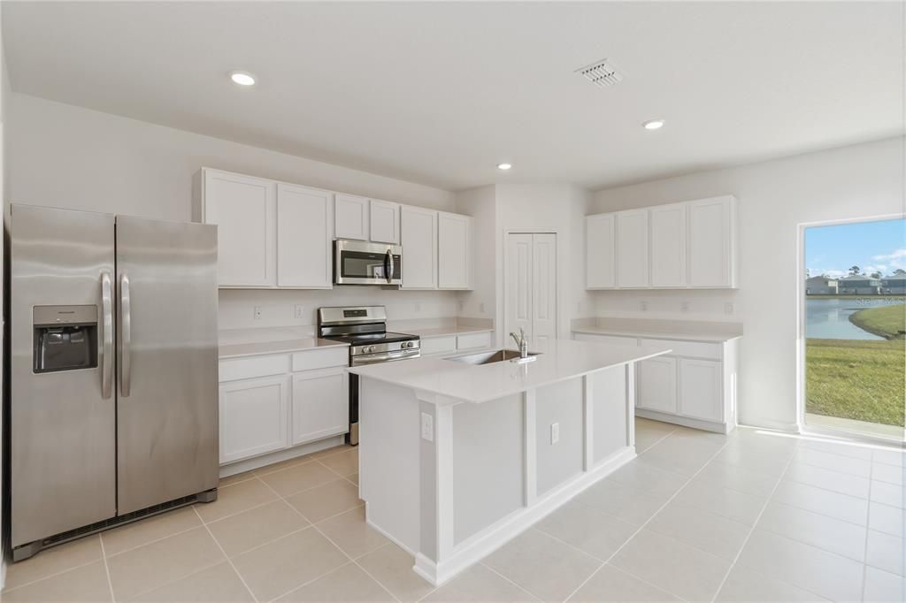 Interior, Kitchen, Recessed Lighting, Stainless Steel Appliances, Water