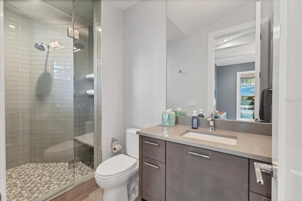 Bathroom, Glass Shower, Interior, Recessed Lighting, Water