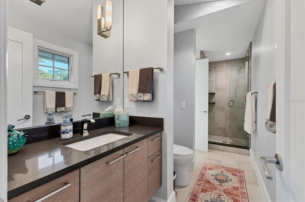 Bathroom, Glass Shower, Interior, Recessed Lighting