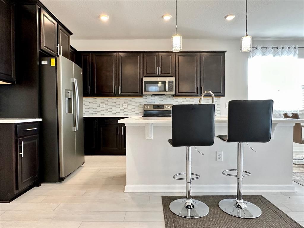 Interior, Kitchen, Pendant Lights, Recessed Lighting, Wood Texture Flooring