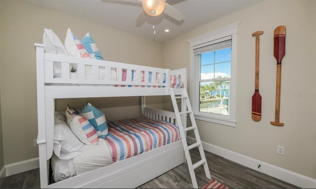 Bedroom, Interior, Recessed Lighting, Water, Wood Texture Flooring