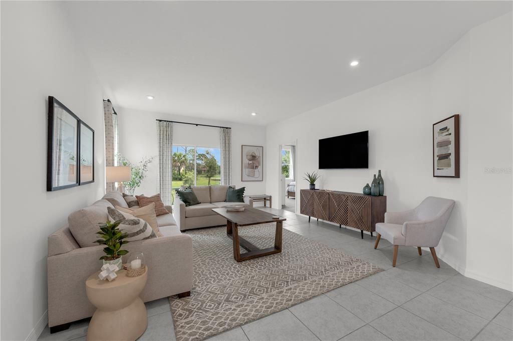 Interior, Living room, Recessed Lighting