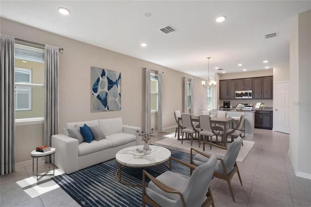 Dining room, Interior, Kitchen, Living room, Pendant Lights, Recessed Lighting