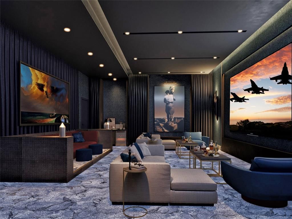 Interior, Projection Screen, Recessed Lighting, Theatre Room