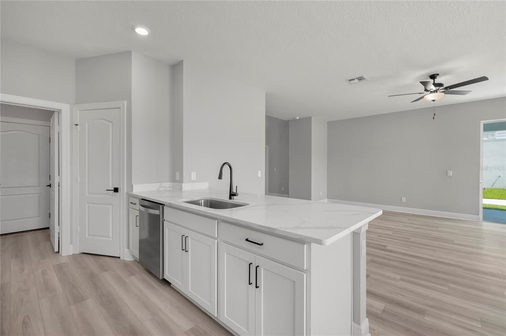 Interior, Kitchen, Recessed Lighting, Wood Texture Flooring