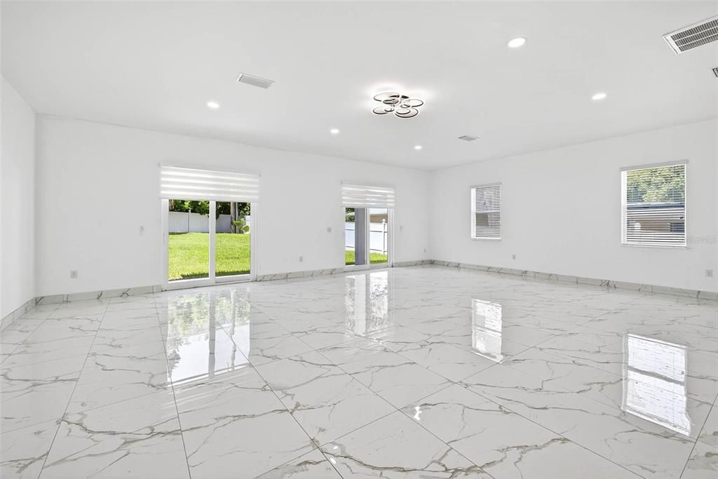 Empty room, Interior, Marble, Recessed Lighting