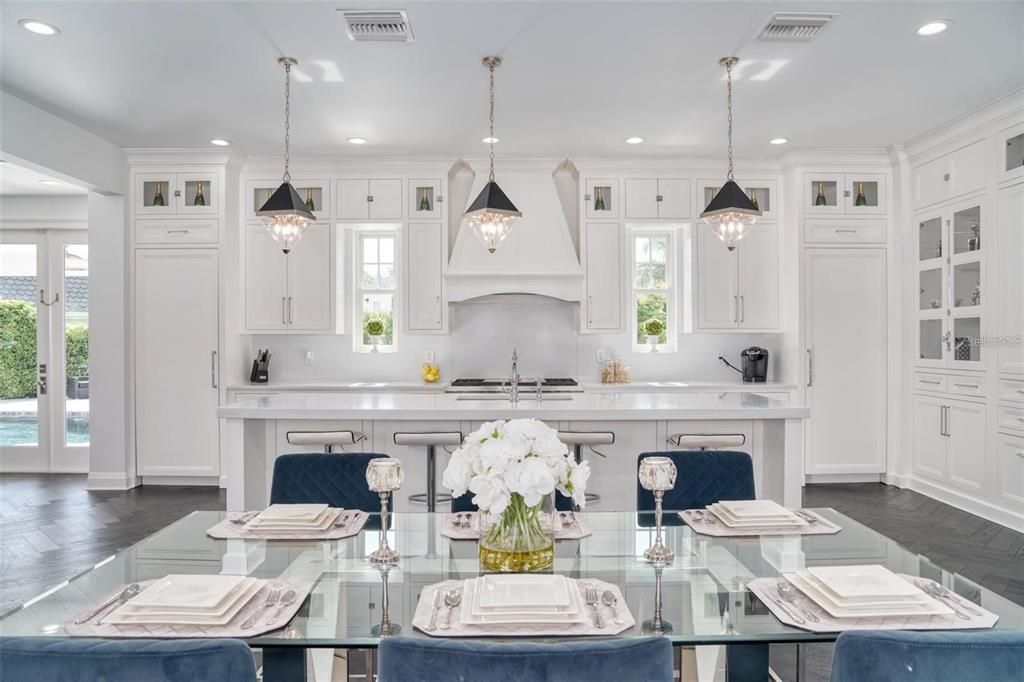 Interior, Kitchen, Pendant Lights, Recessed Lighting, Wood Texture Flooring