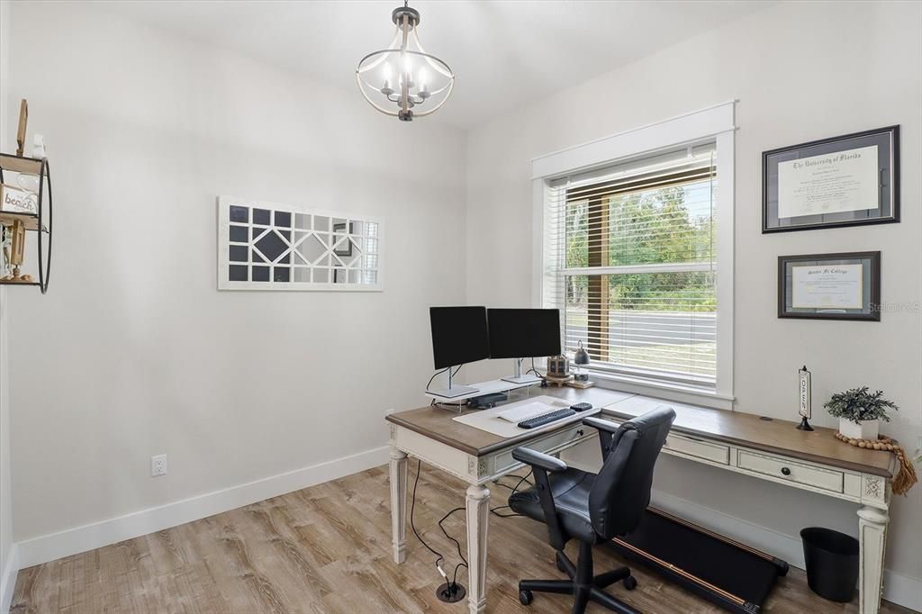 Home Office, Interior, Pendant Lights, Wood Texture Flooring