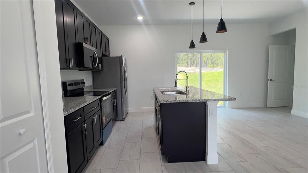 Interior, Kitchen, Pendant Lights, Recessed Lighting, Wood Texture Flooring