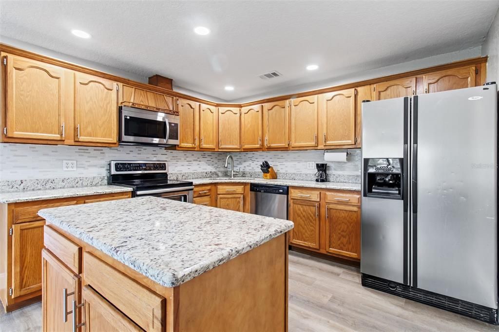 Interior, Kitchen, Recessed Lighting, Wood Texture Flooring