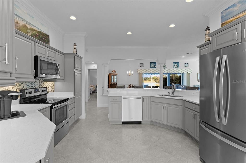 Interior, Kitchen, Pendant Lights, Recessed Lighting, Stainless Steel Appliances