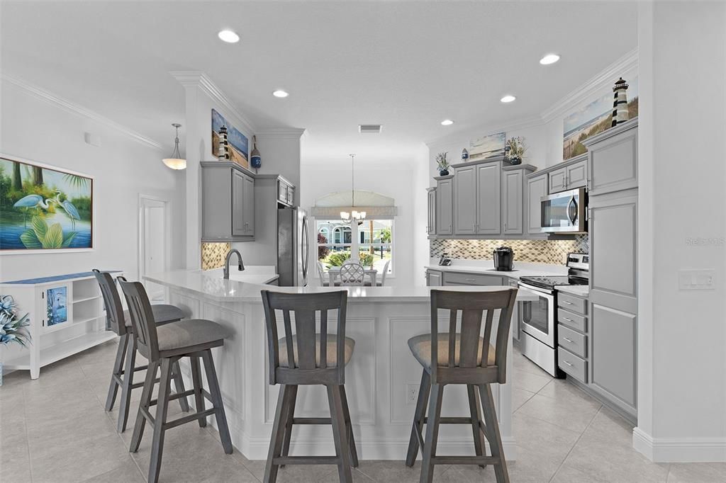Interior, Kitchen, Pendant Lights, Recessed Lighting, Stainless Steel Appliances
