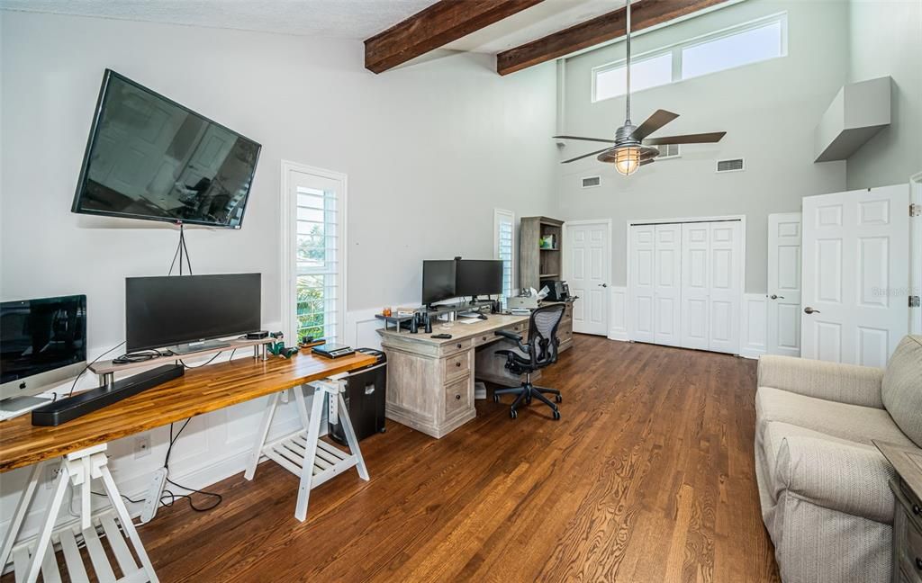 Home Office, Interior, Wooden Beams, Wood Texture Flooring