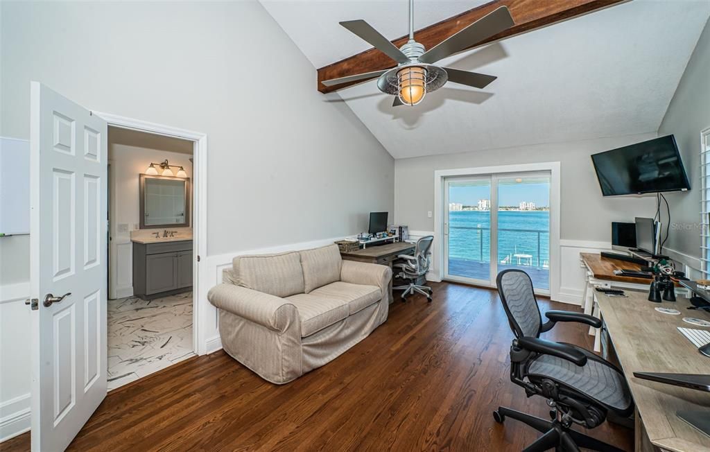 Home Office, Interior, Water, Wooden Beams, Wood Texture Flooring