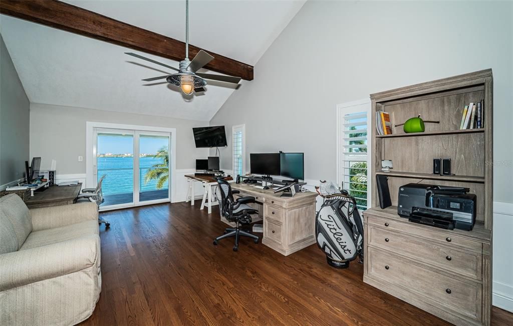 Home Office, Interior, Water, Wooden Beams, Wood Texture Flooring