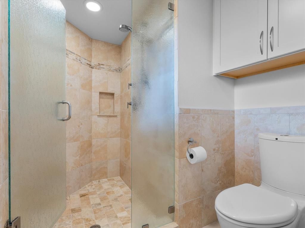 Bathroom, Glass Shower, Interior, Recessed Lighting