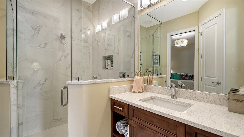 Bathroom, Glass Shower, Interior, Marble Walls