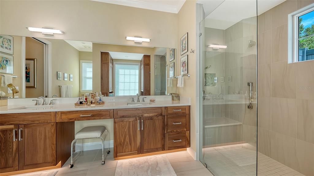 Bathroom, Dual Sink Vanities, Glass Shower, Interior