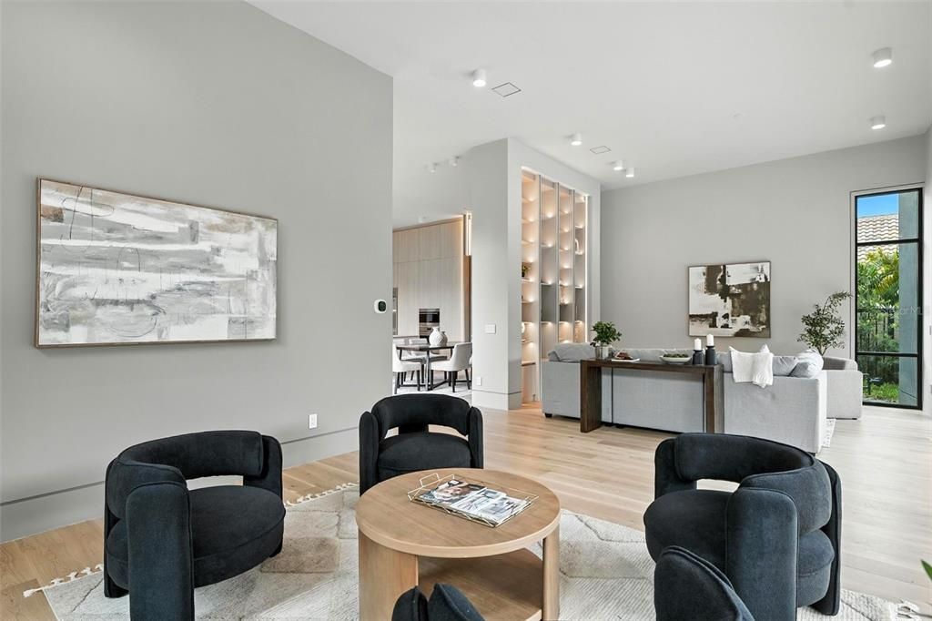 Interior, Living room, Recessed Lighting, Wood Texture Flooring