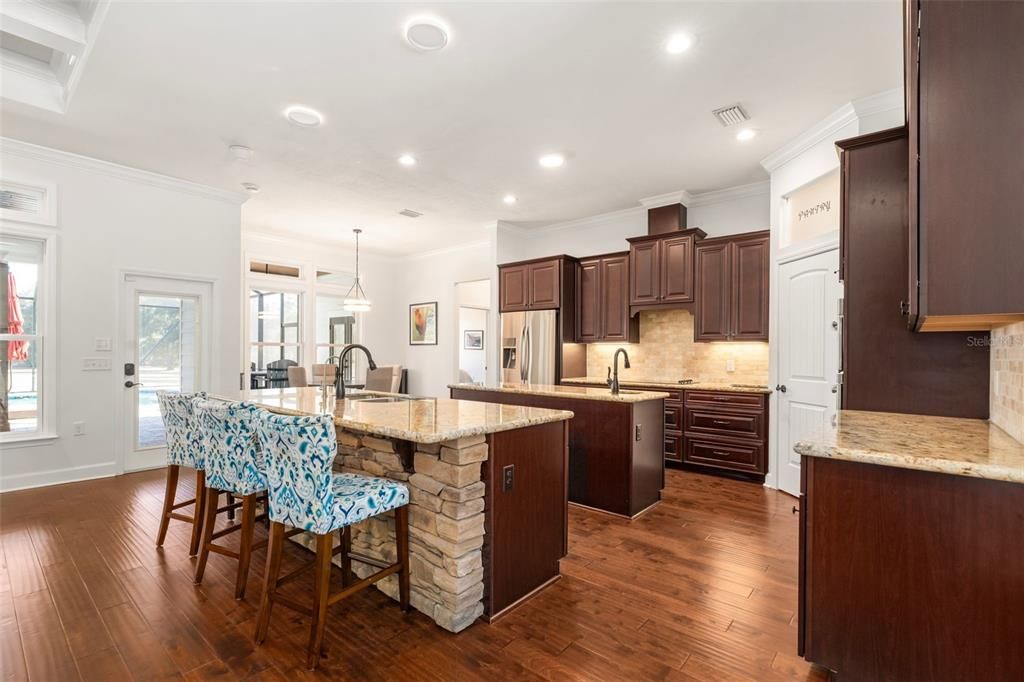 Interior, Kitchen, Pendant Lights, Recessed Lighting, Wood Texture Flooring