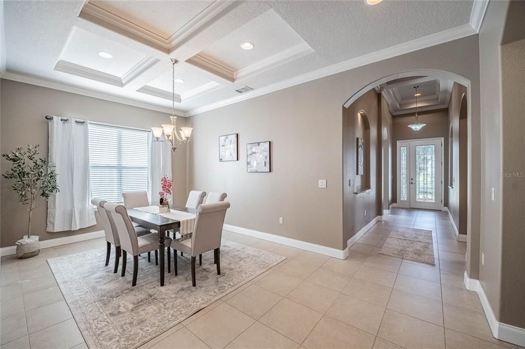 Chandelier, Dining room, Interior, Recessed Lighting