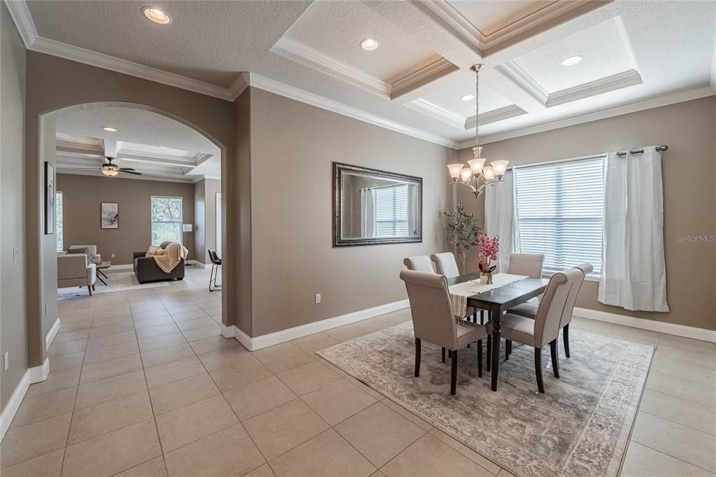 Chandelier, Dining room, Interior, Recessed Lighting