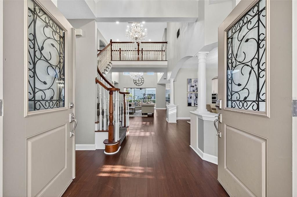 Chandelier, Interior, Recessed Lighting, Wood Texture Flooring