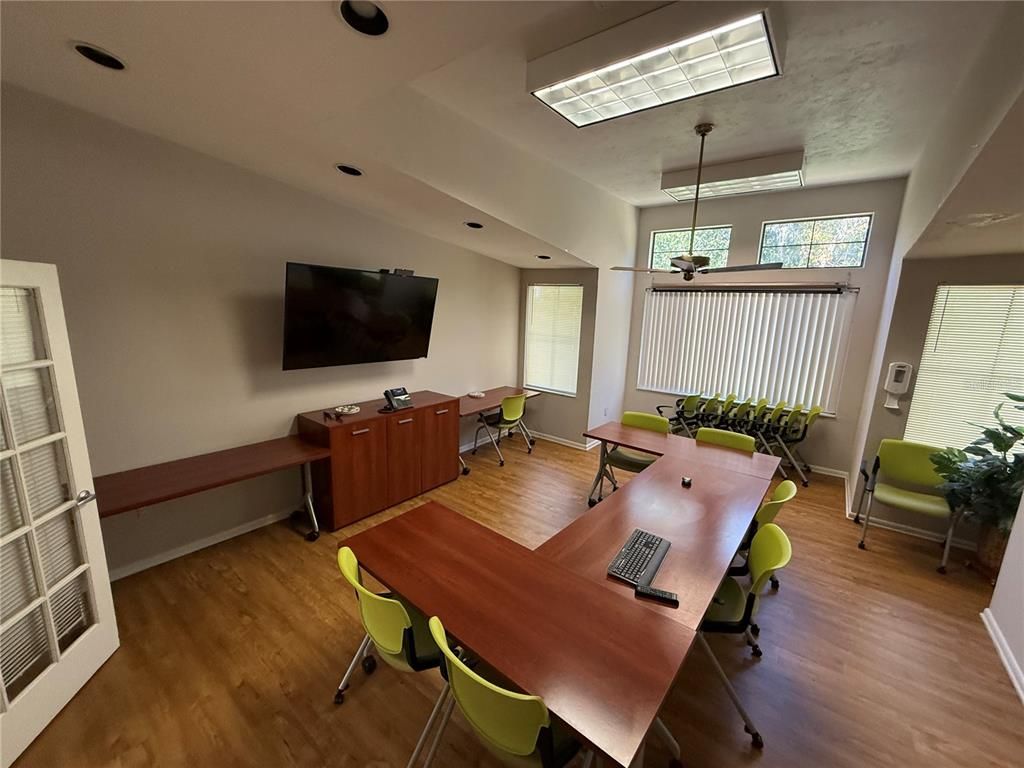 Home Office, Interior, Pendant Lights, Wood Texture Flooring