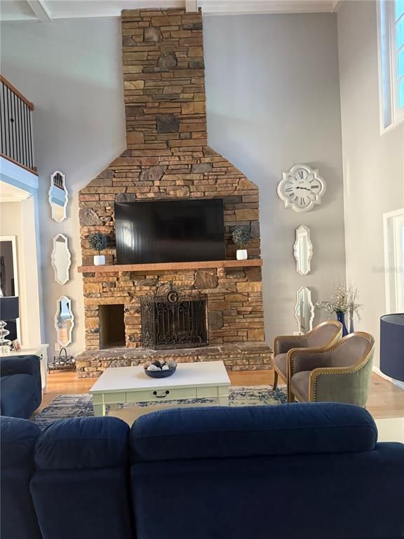 Fireplace, Interior, Living room, Stone Walls